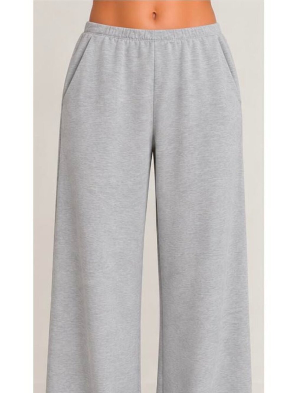 Women’s Light Heather Gray Wide Leg Pull-On Pants – Size XS